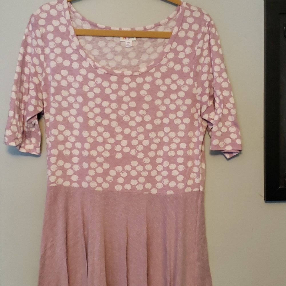 Pink polka dot lularoe dress